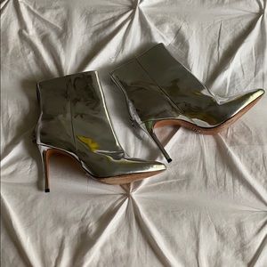 Metallic silver Schutz ankle boots 8b